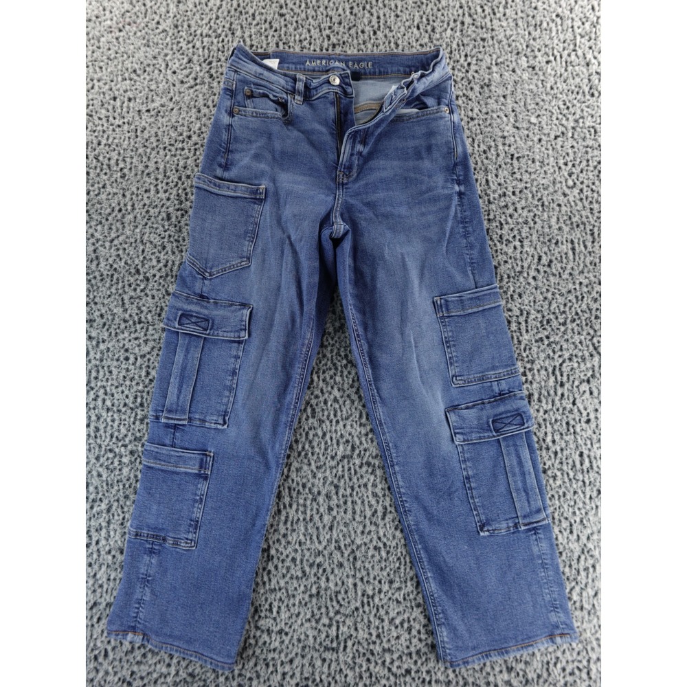 American Eagle‎ Super High Rise Baggy Straight Leg Pocket Jeans Size 4